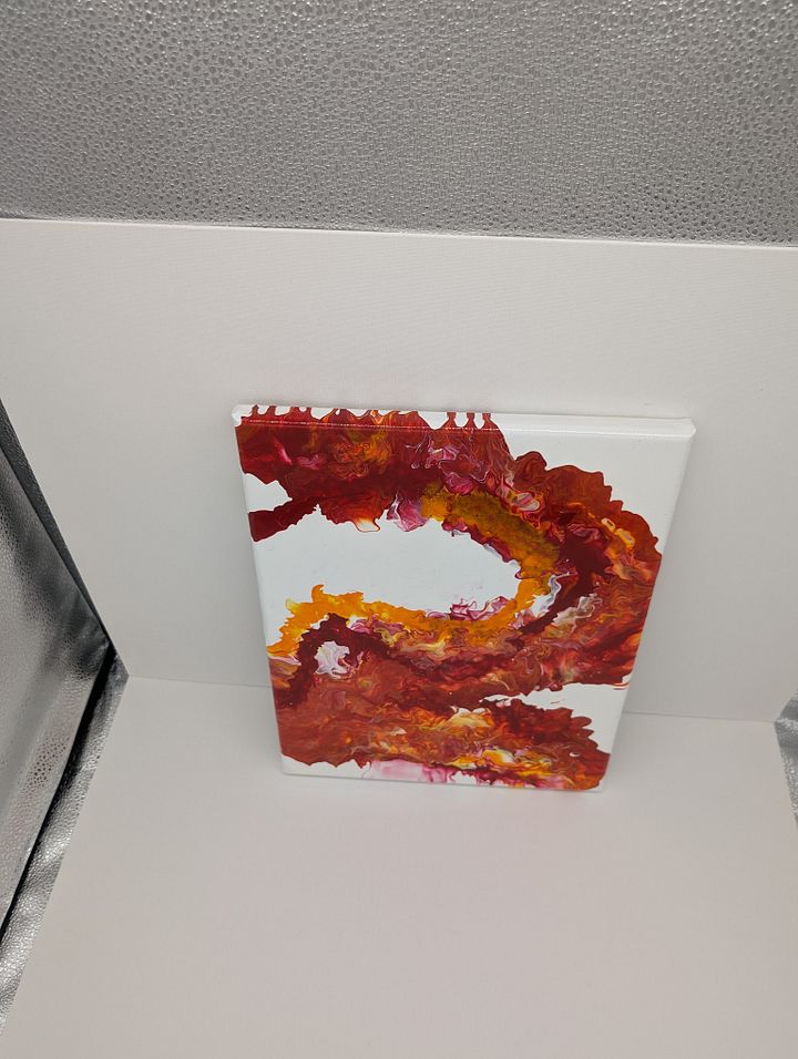 Acrylic Pour Painting on 11in x 14in Canvas- Maroon and Orange product image (2)