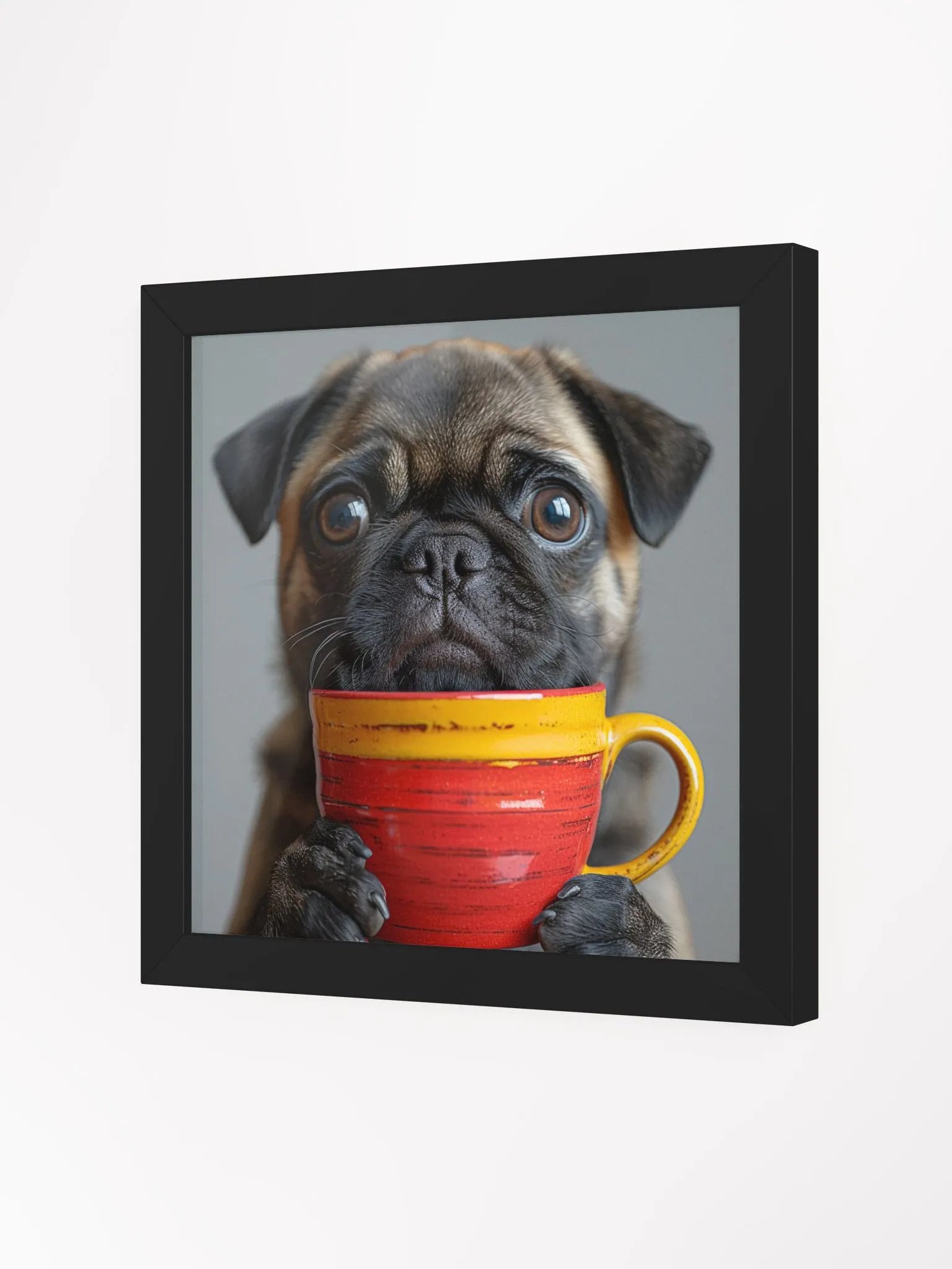 Cute Coffee Lover Pug Puppy Framed Wall Art product image (3)