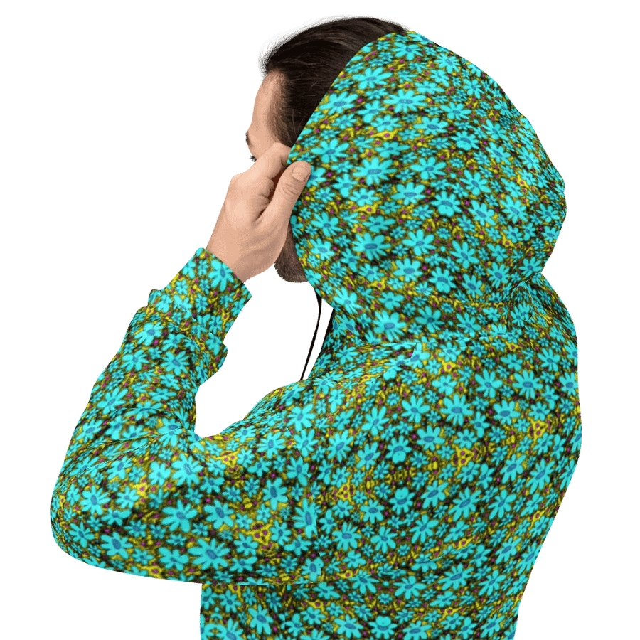 Abstract Distressed Green Flowers on a Grungy Yellow Background Unisex Hoodie product image (5)