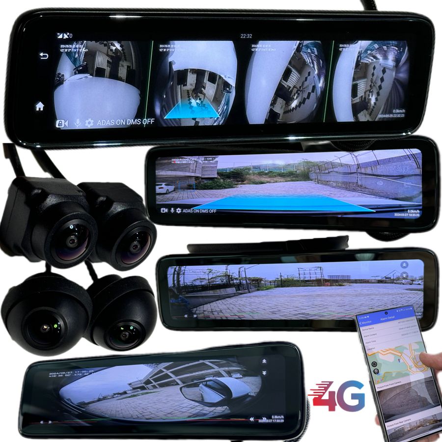 SRS ABSOLUTE 4G AI Android10 Smart DashCam Full Set 24x7 Live Remote video/Parking Monitor ADAS GPS SOS Bluetooth WiFi MicroSD GPS Night Vision(4 Channel S12ProL 12" 4G ADAS 2GB+32GB) product image (1)