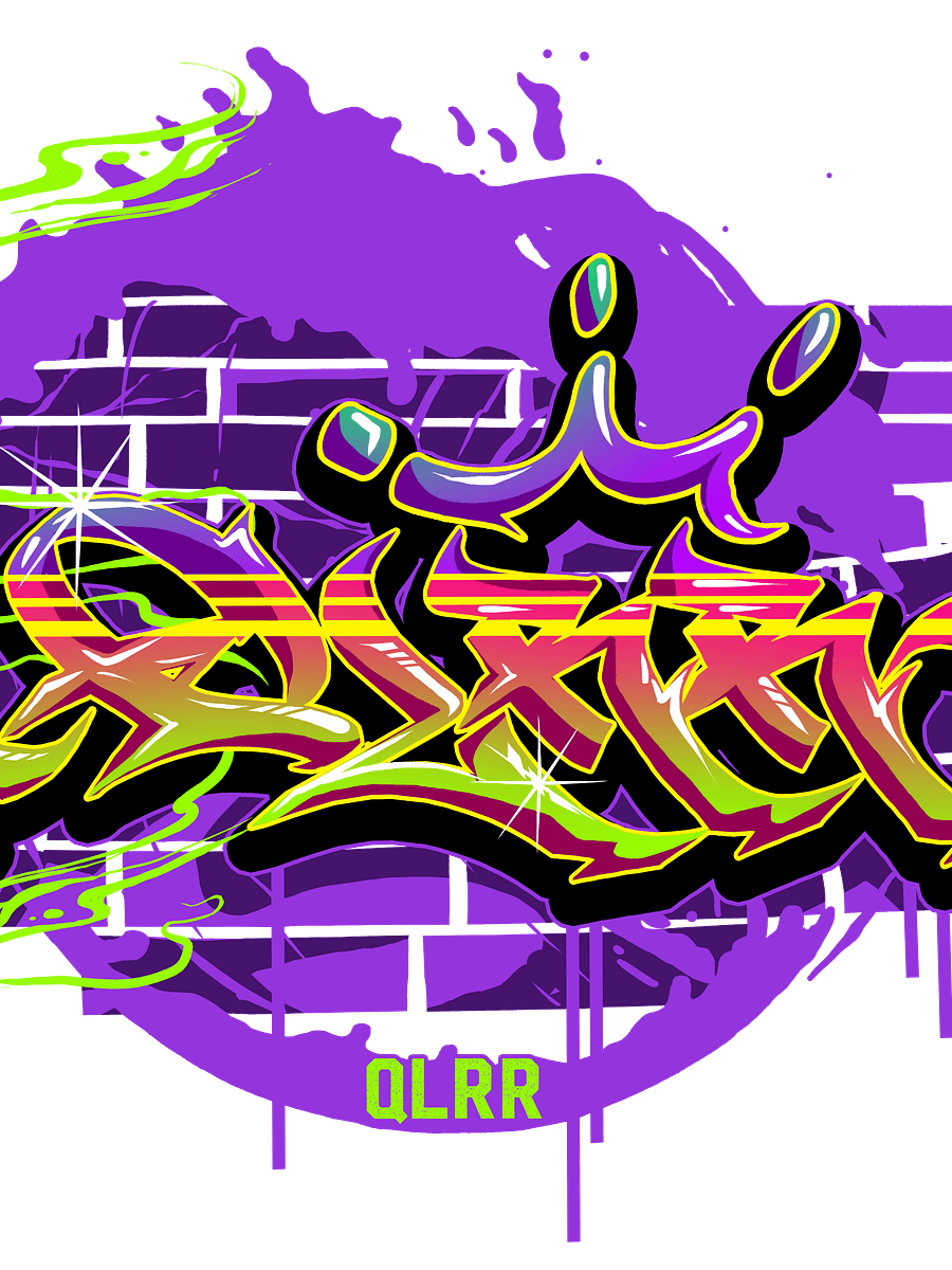 Neon Graffiti Street Art Print – Bold Urban Wall Mural with Purple, Green & Yellow Spray Paint Design product image (1)