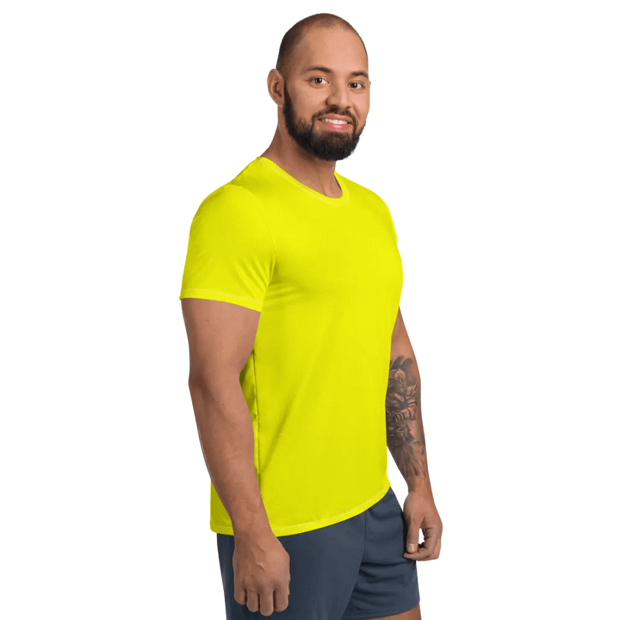 Plain Color Yellow Athletic T-Shirt product image (8)