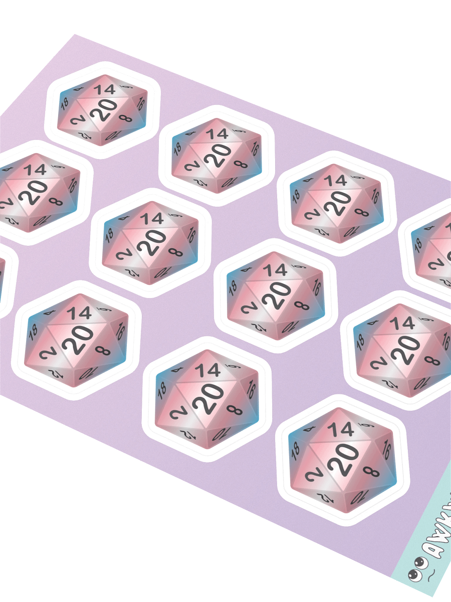 Trans Pride D20 Sticker Sheet product image (2)