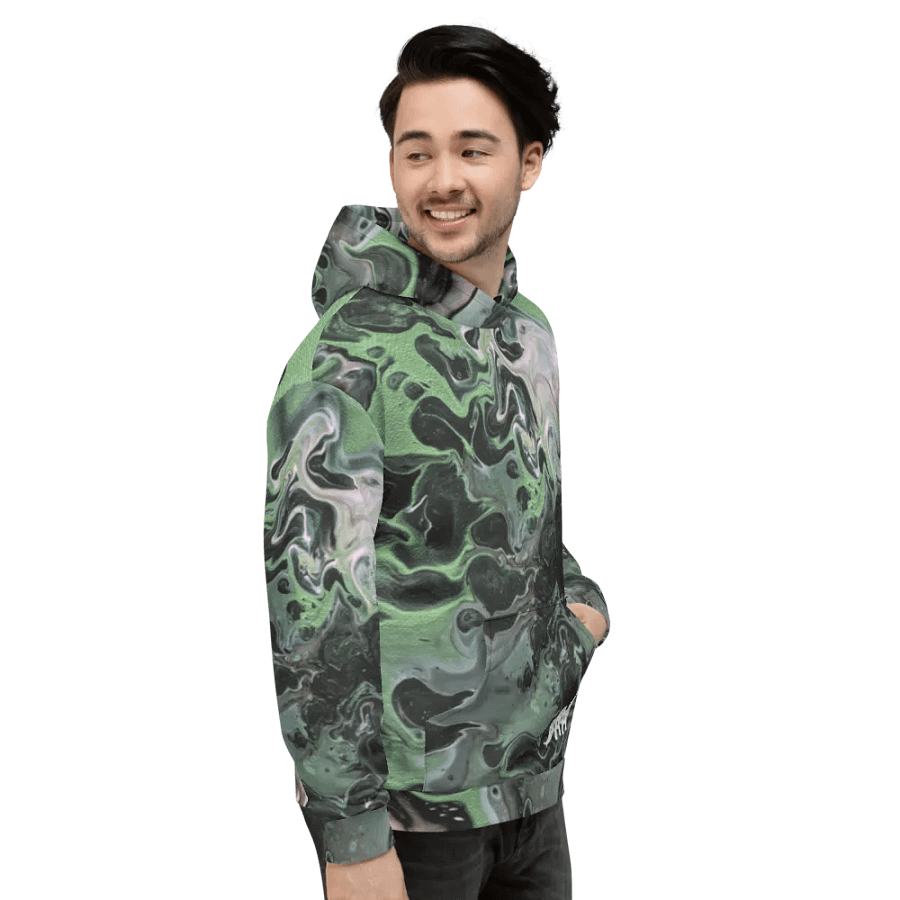Metallic Green Fluid Acrylic All-Over Print Hoodie product image (8)