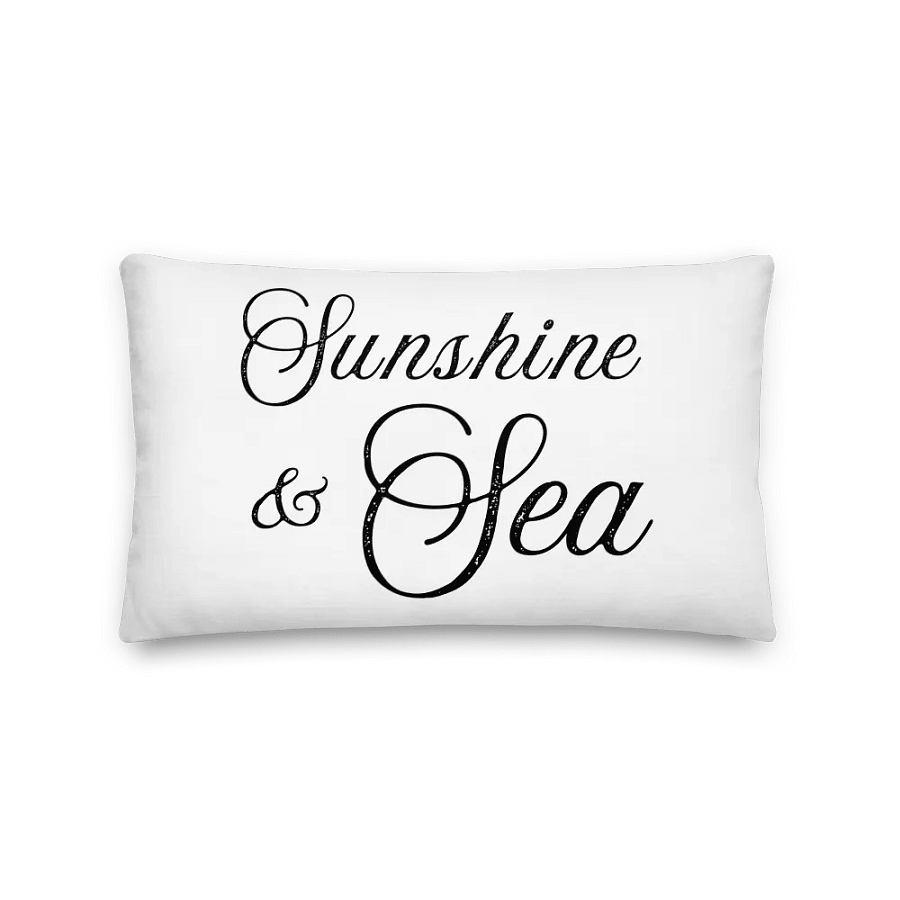 Coastal Chic - Sunshine & Sea White Premium Pillow - Maritimes Kissen mit Text product image (1)