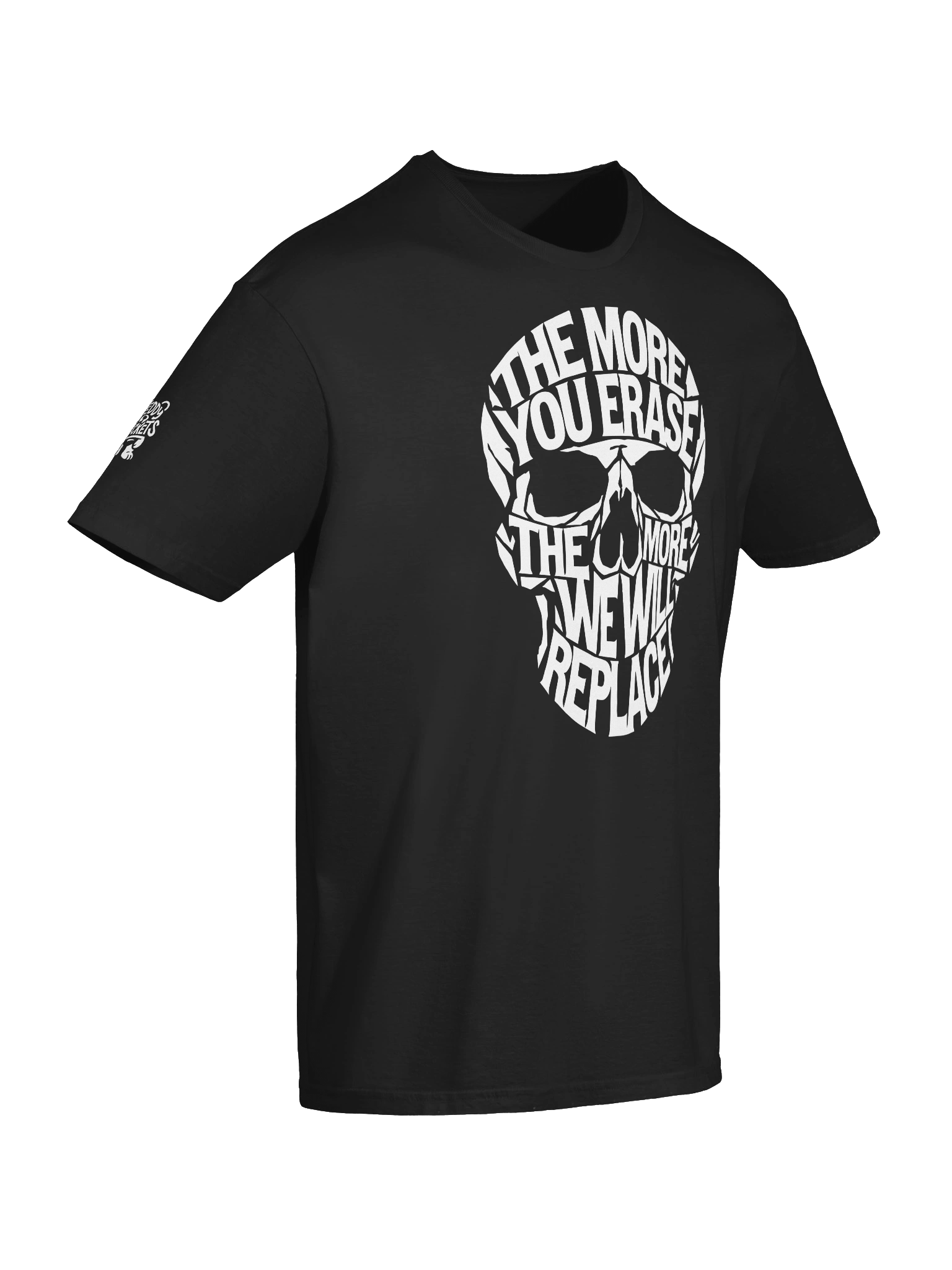 THE MORE YOU ERASE SKULL Graphic T-Shirt White on Black product image (7)