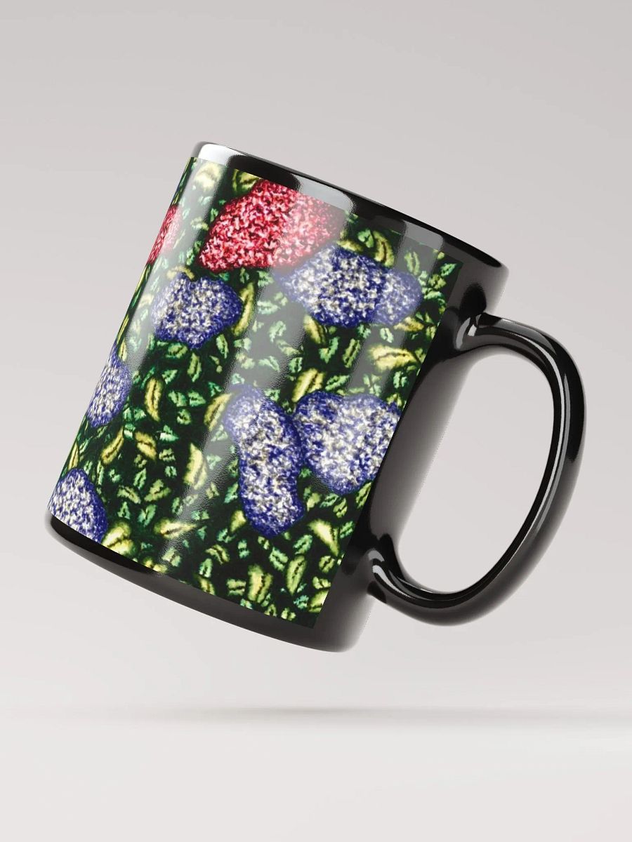HYDRANGEAS III black glossy mug product image (3)