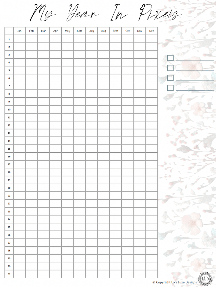 Yearly Habit Tracker - Wildflower - 8.5x11 Printable product image (1)