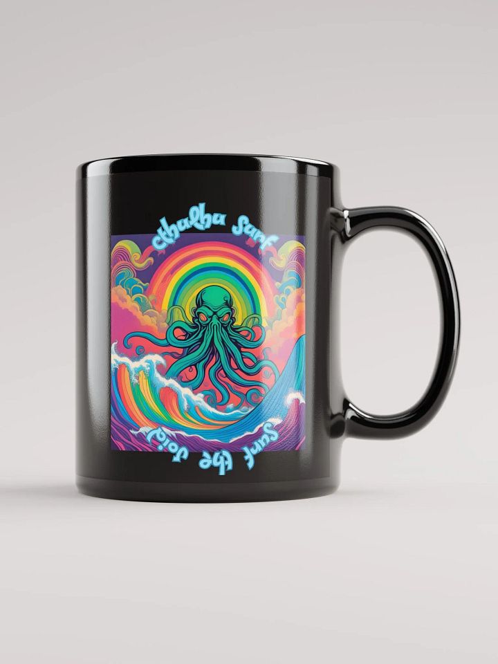 Cthulhu Surf Black Coffee Mug 01A product image (2)