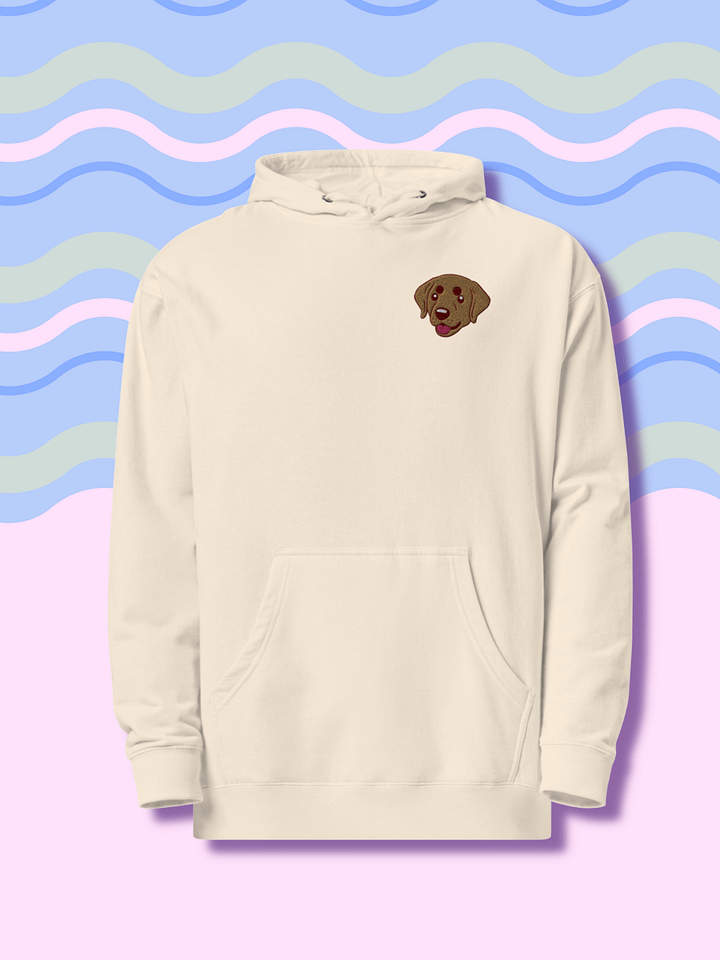 Happy Labrador Retriever Pup Midweight Embroidered Hoodie product image (1)