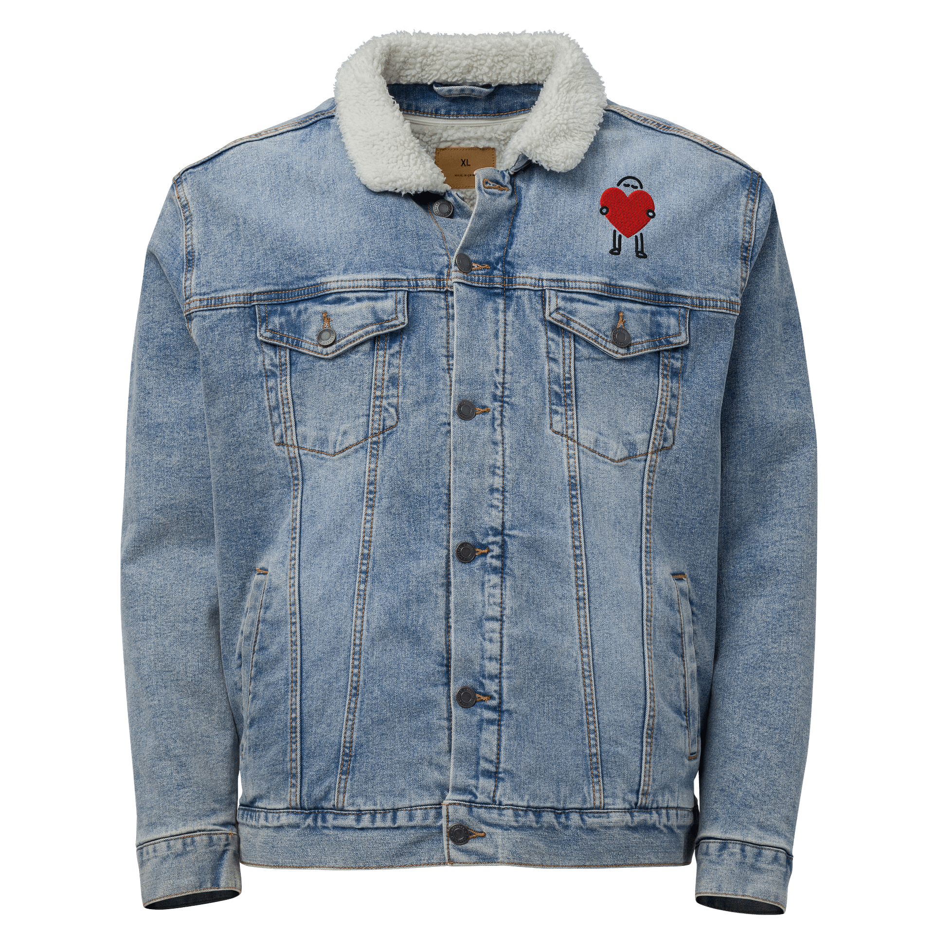 Love Vibes On Point Threadfast Sherpa Denim Jacket product image (1)