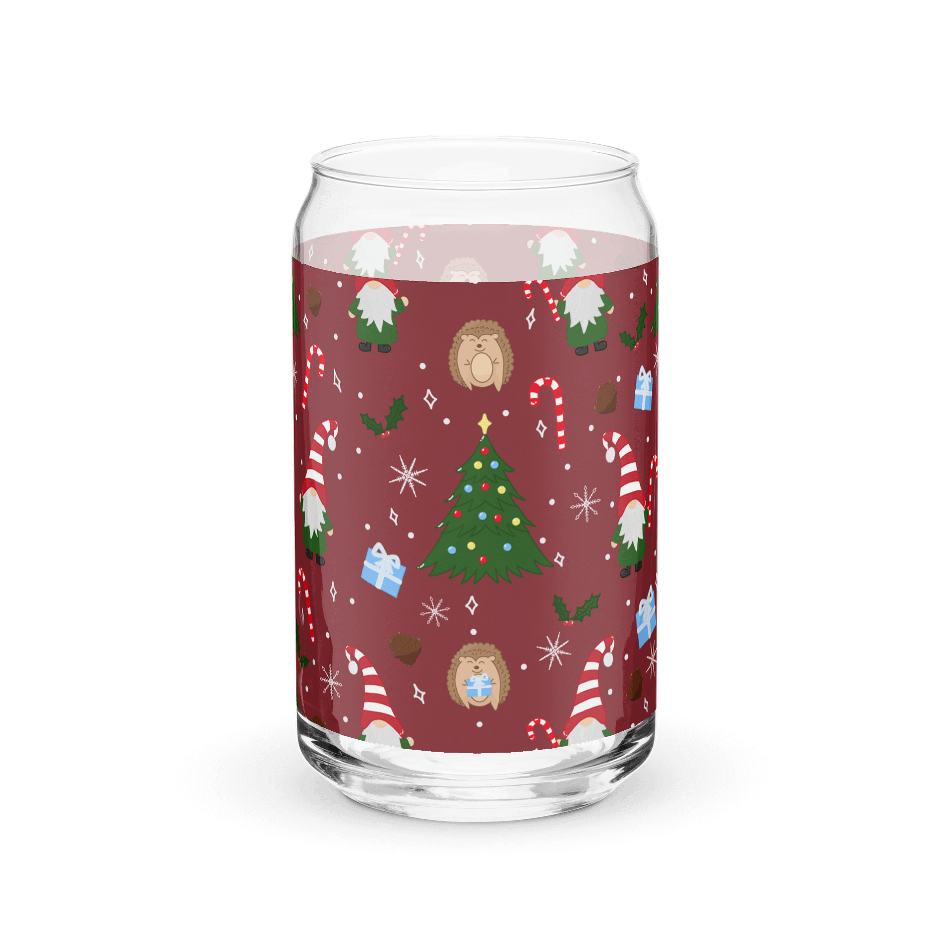 Christmas with my Gnomies Pattern in Red Glass Tumbler product image (2)