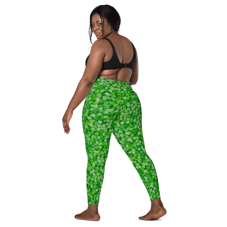 Whimsical St Patrick’s Day Lucky Four Clovers Leggings product image (2)
