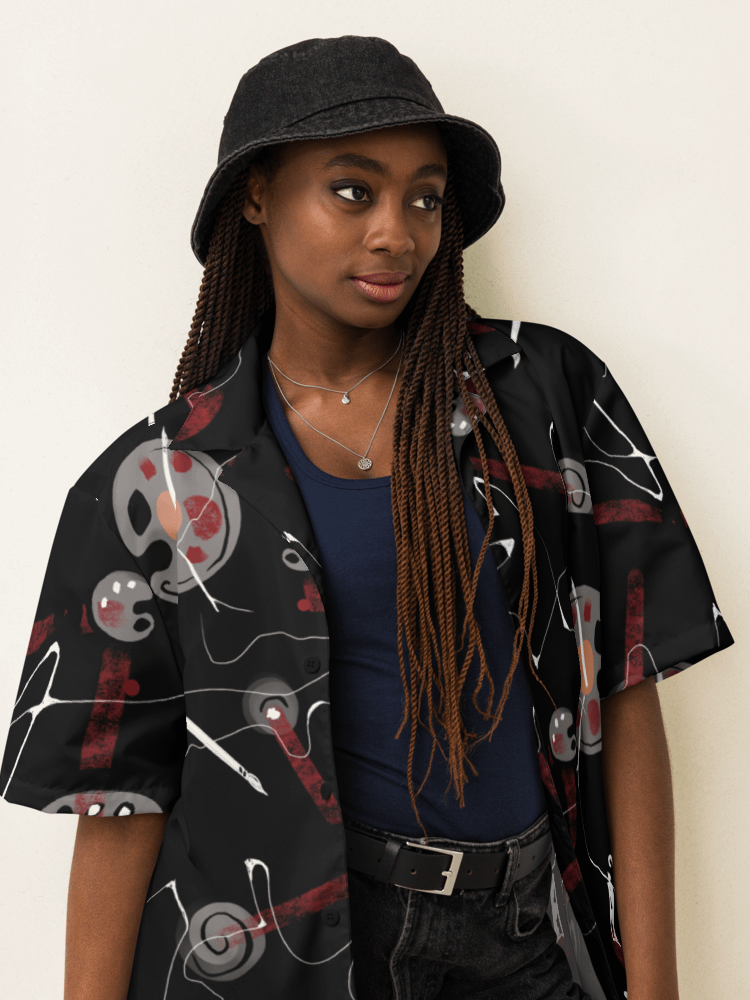 ScribbleWear #1 Unisex Hawaiian Style Shirt/Black Palette product image (3)
