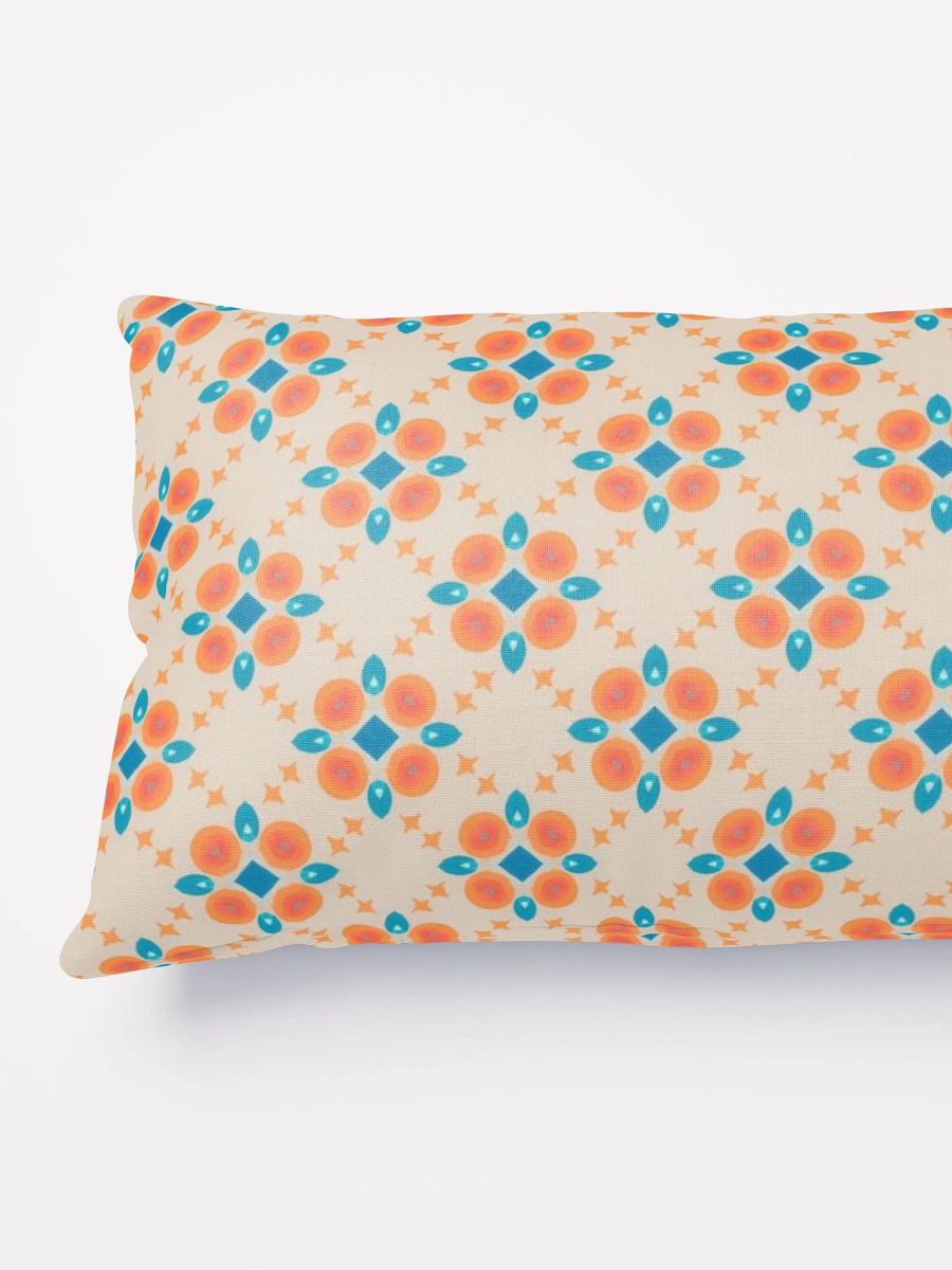 Cream Orange & Blue Diamond Floral Pillow product image (3)