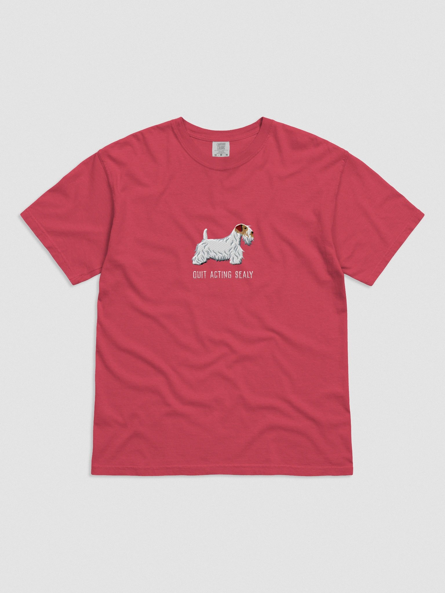 Quit Acting Sealy T-Shirt(Embroidered) of a Sealyham Terrier(Brown & White) product image (4)