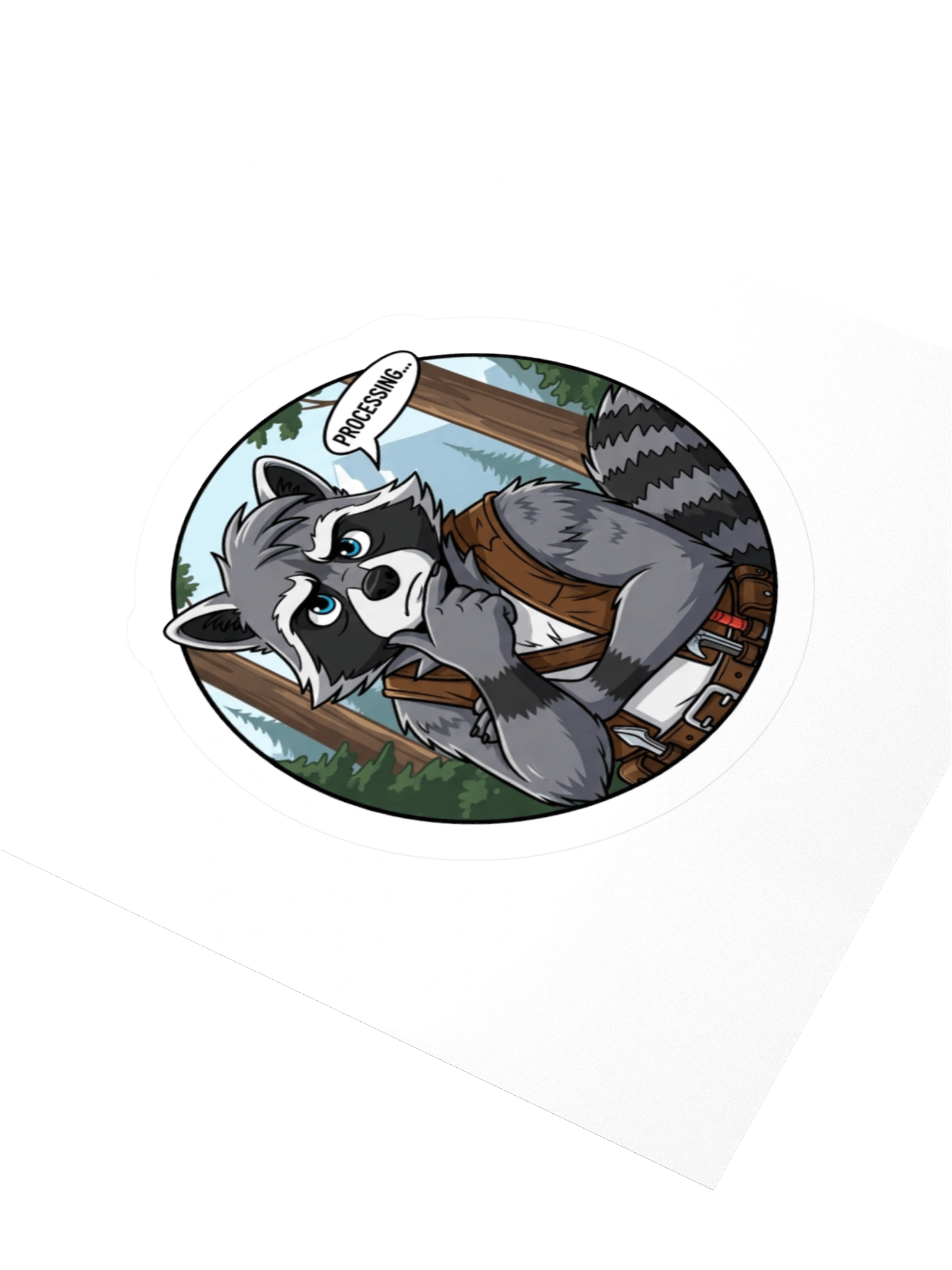 Thoughtful Raccoon Process Sticker product image (3)