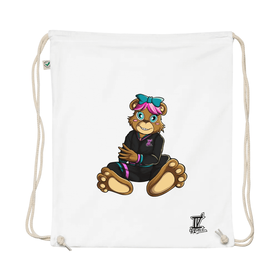 Sitting Girl Bear EarthPositive Organic Cotton Drawstring Bag product image (1)
