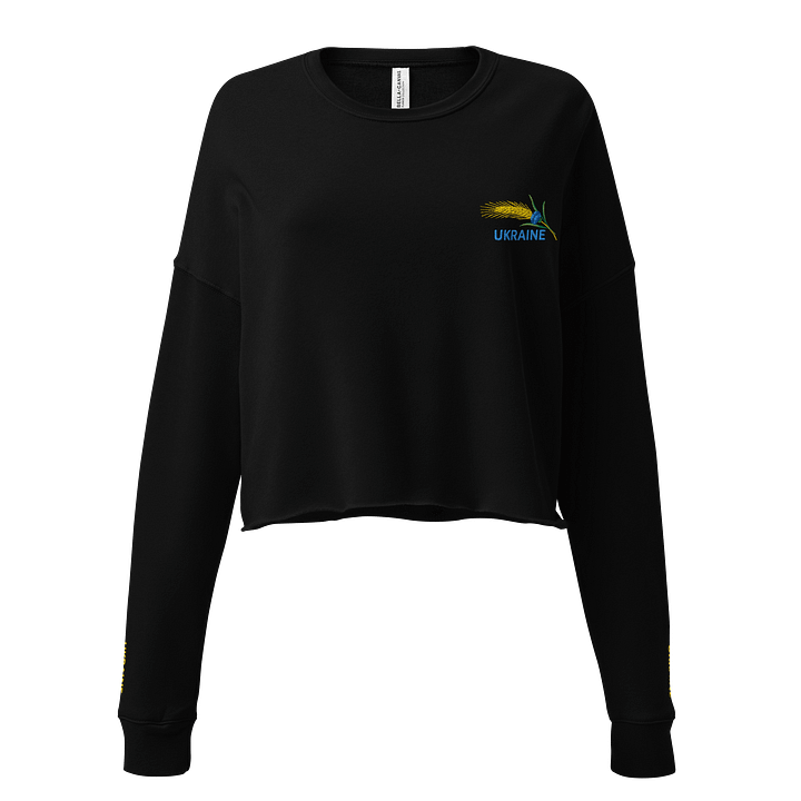 Ukraine Wheat Cornflower Agricultural Heritage Ukrainian Symbol | Bella+Canvas Women's Fleece Crop Sweatshirt | Embroidered product image (1)