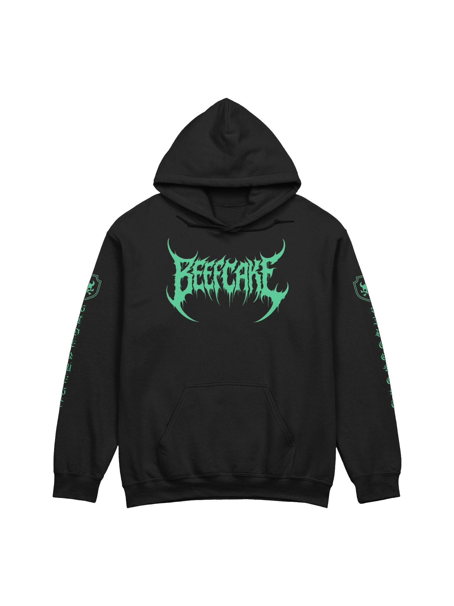 Beefcake Hoodie (Death Metal Font - Sea Green) product image (1)