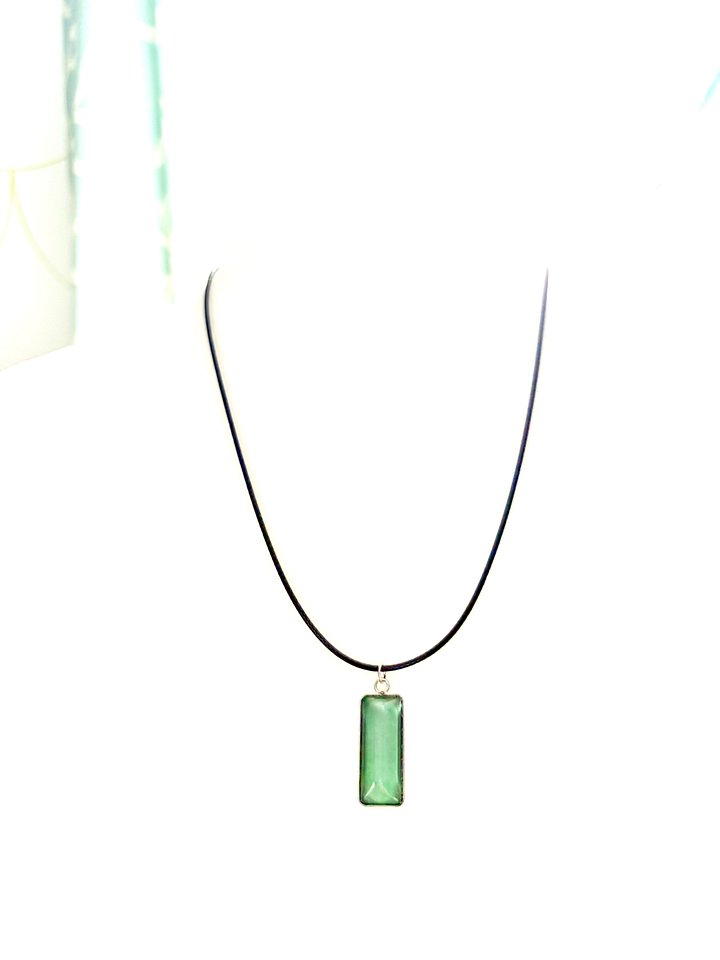 Electric Tide Pendant Necklace | Blue Green | Rectangle Cabochon | Monique Faella Designs™ | MFD-00151 product image (2)