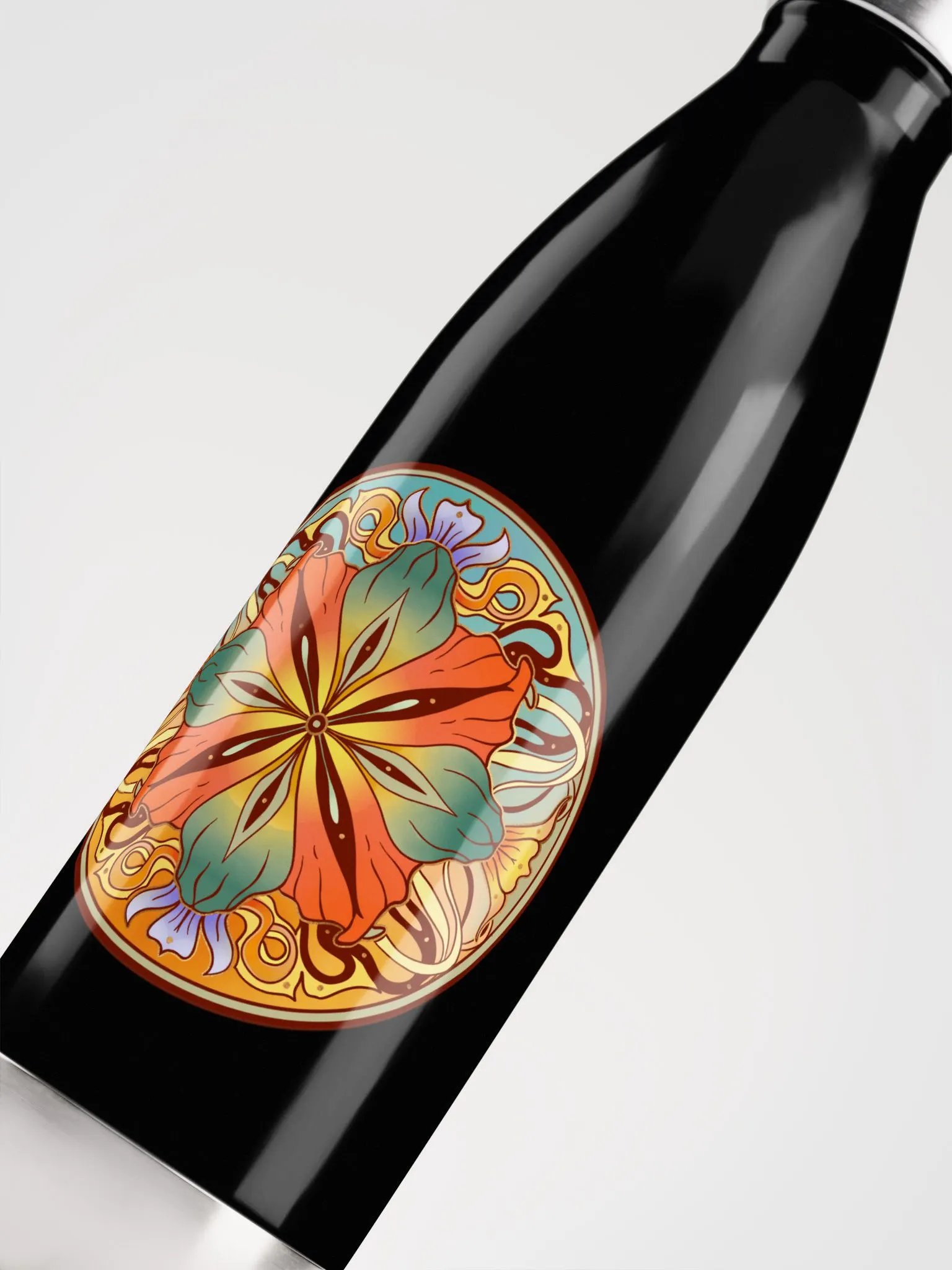 Teal Floral Mandala - Water Bottle product image (5)