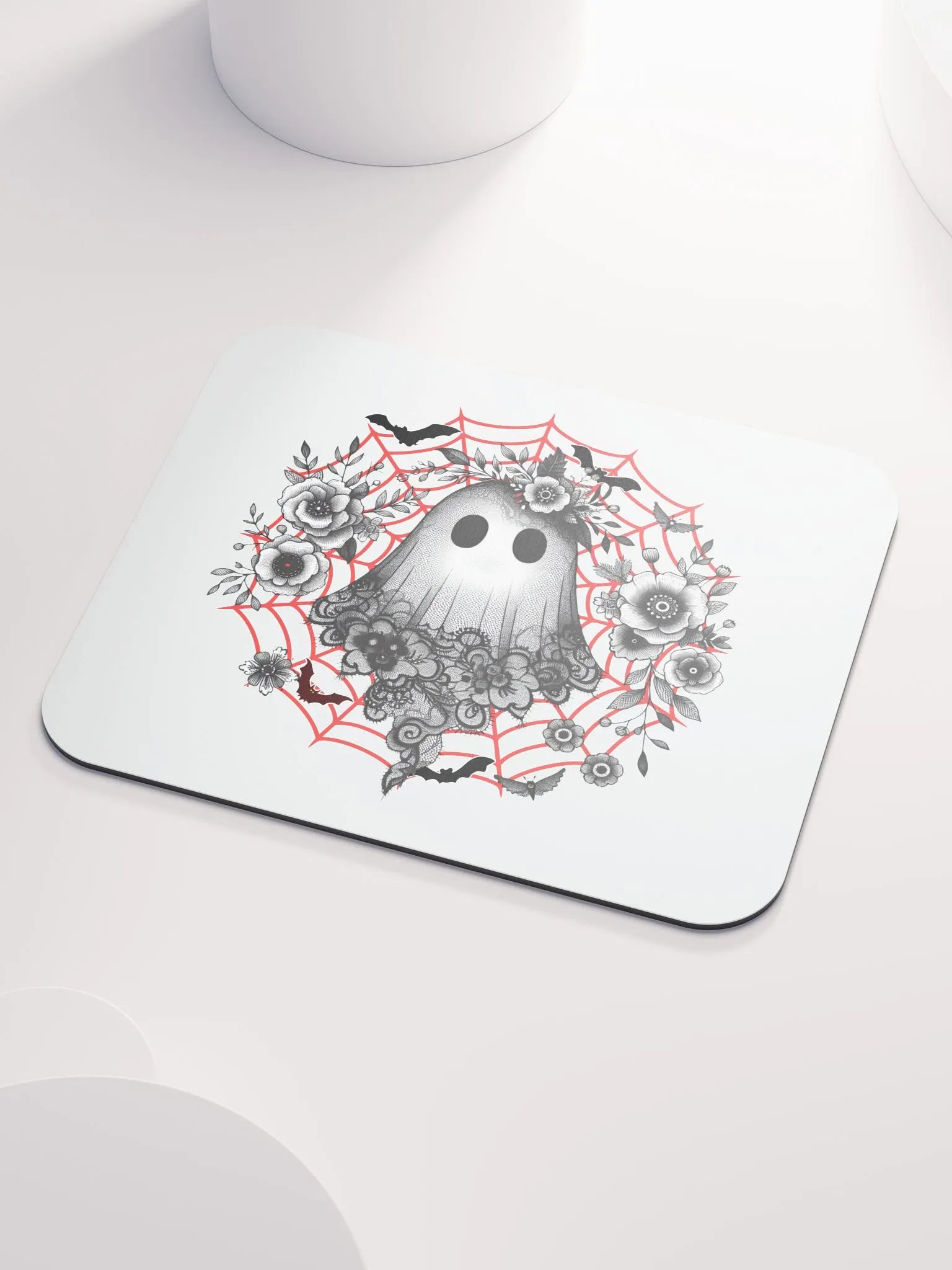 Lacey Ghost Gothic Floral Mouse Pad product image (3)