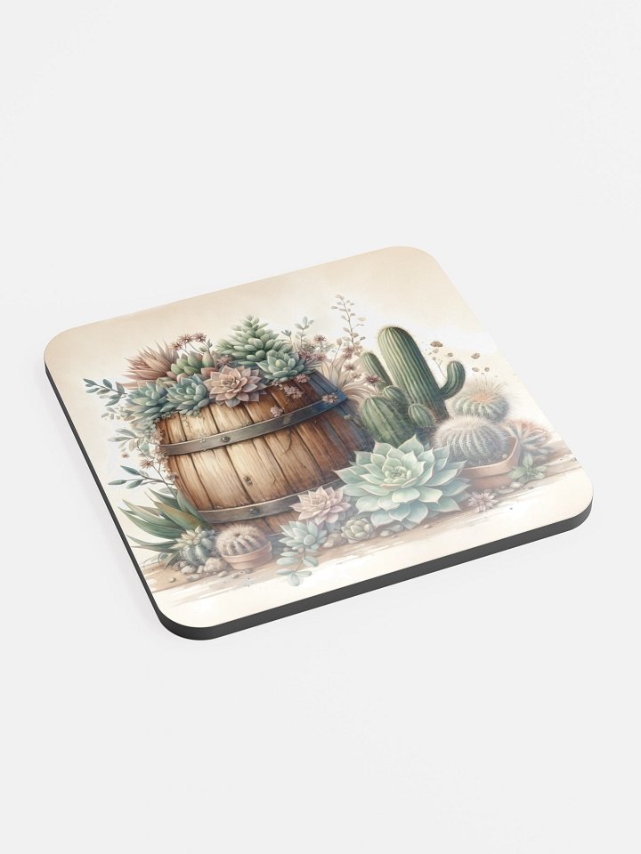 Rustic Succulents & Cacti Wine Barrel Coasters product image (1)