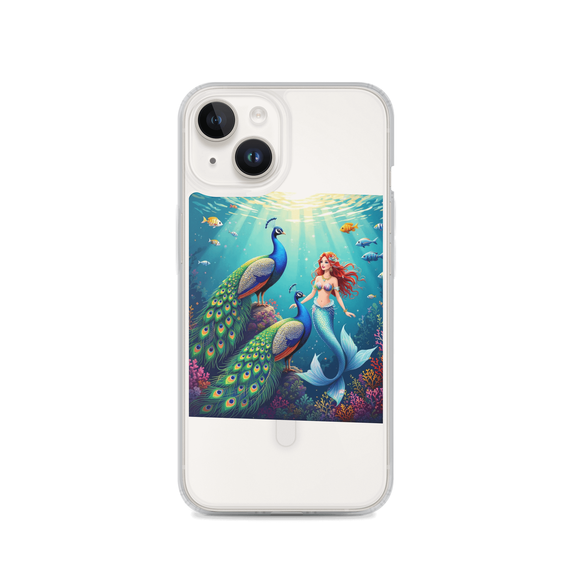 Mermaid and Peacocks iPhone® MagSafe® Clear Case product image (4)