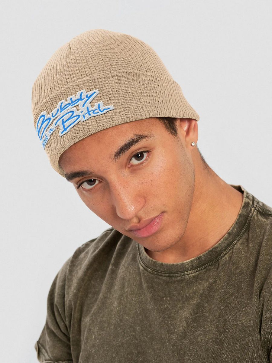 Bubbly and a B*tch (aqua bubble design) embroidered organic beanie product image (19)
