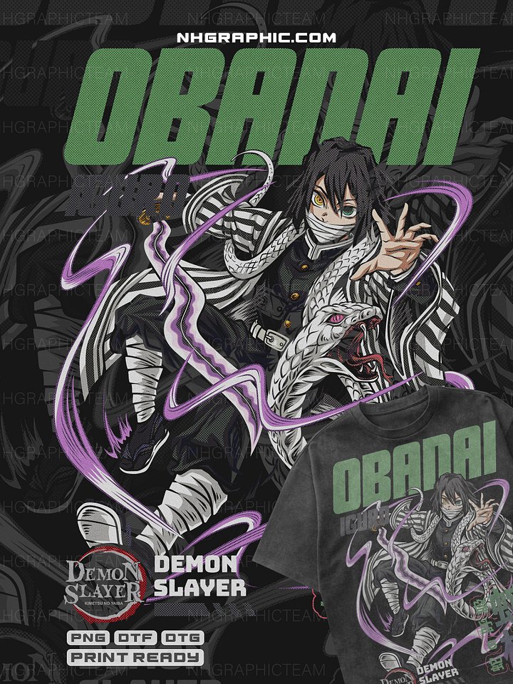 Demon Slayer Hashira T-Shirt Design Bundle | Kimetsu no Yaiba Anime PNGs | Halftone Style | DTF & DTG Print on Demand product image (2)
