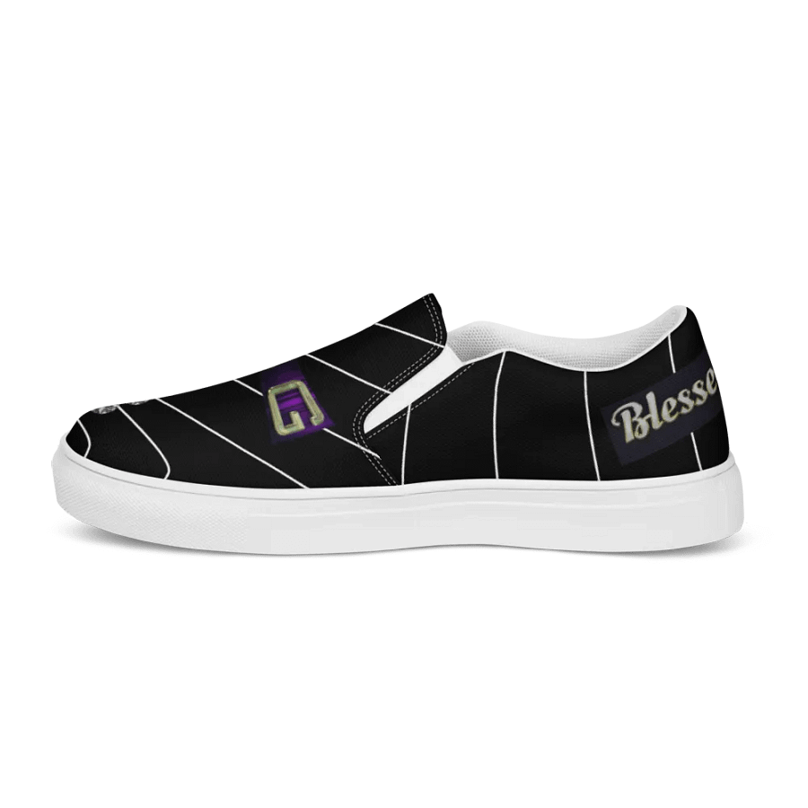 BBG Black Pinstripe Men's Diamond Cross Slip Ons product image (4)
