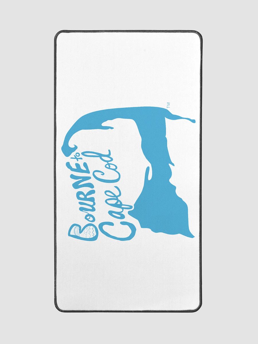 Allcolor SP70018 | BOURNE to Cape Cod™ Desk Mat | Coastal Comfort for Your Workspace | Deep Sky Blue Logo on White product image (2)