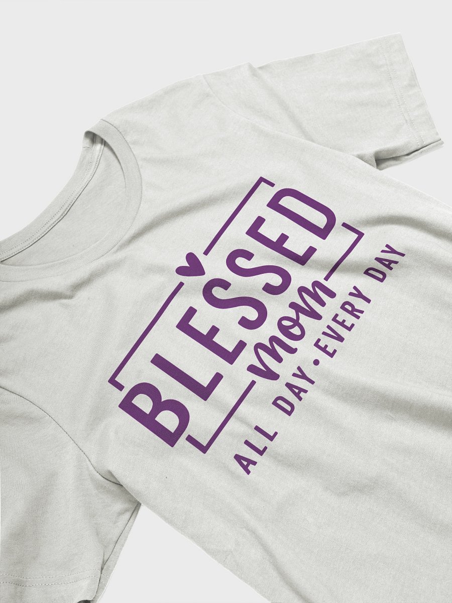 Blessed Mom T-Shirt | Framed Heart Script Design | All Day Every Day Motherhood Tee product image (2)