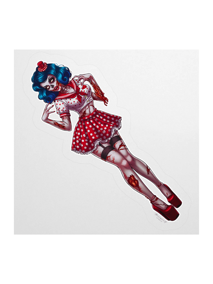 V3 Zombie Pinup Kiss Cut Stickers (Clear Edge) product image (3)