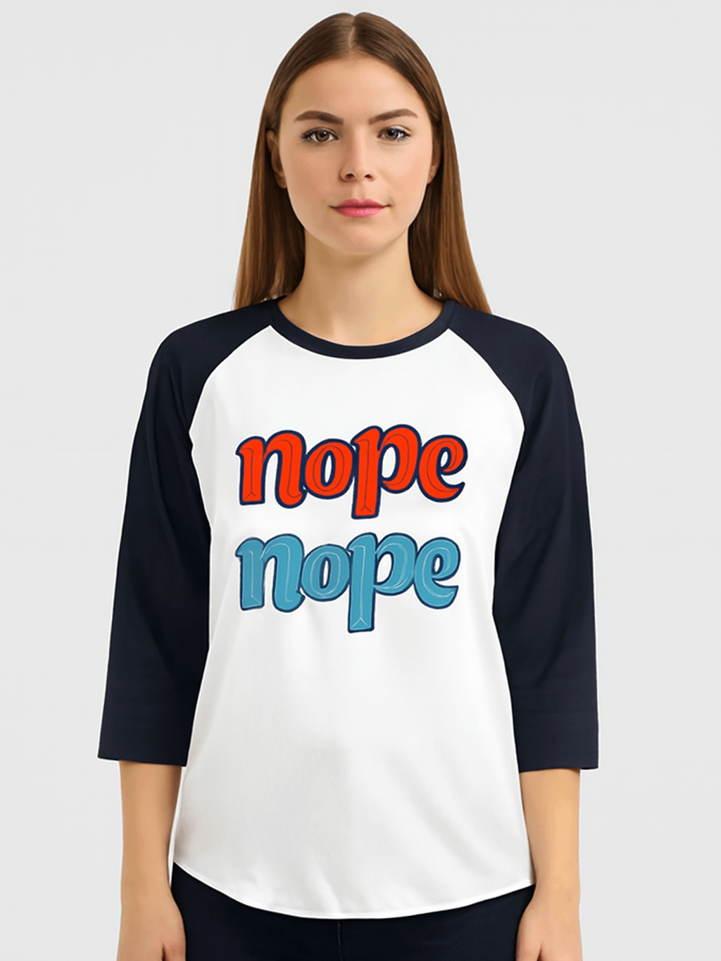 Dual Tone Nope 3D Raglan Long Sleeve T-Shirt product image (1)