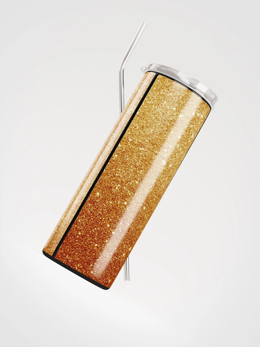Shimmering Gold Glitter Stainless Steel Tumbler | Eco-Friendly 20oz with Reusable Straw product image (4)