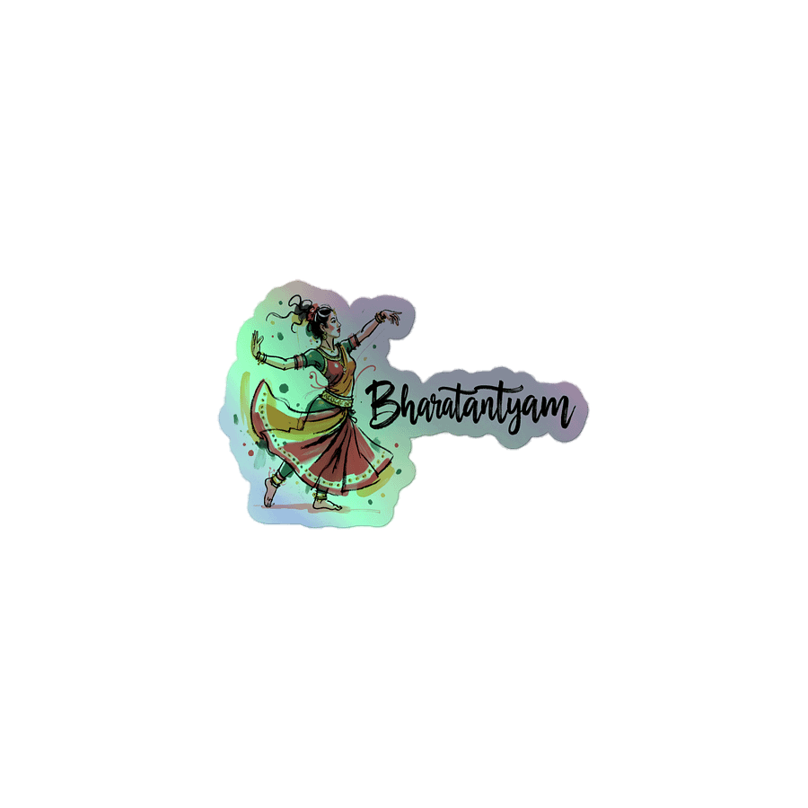Elegant Bharatanatyam Dance | Traditional Indian Art Holographic Sticker product image (1)