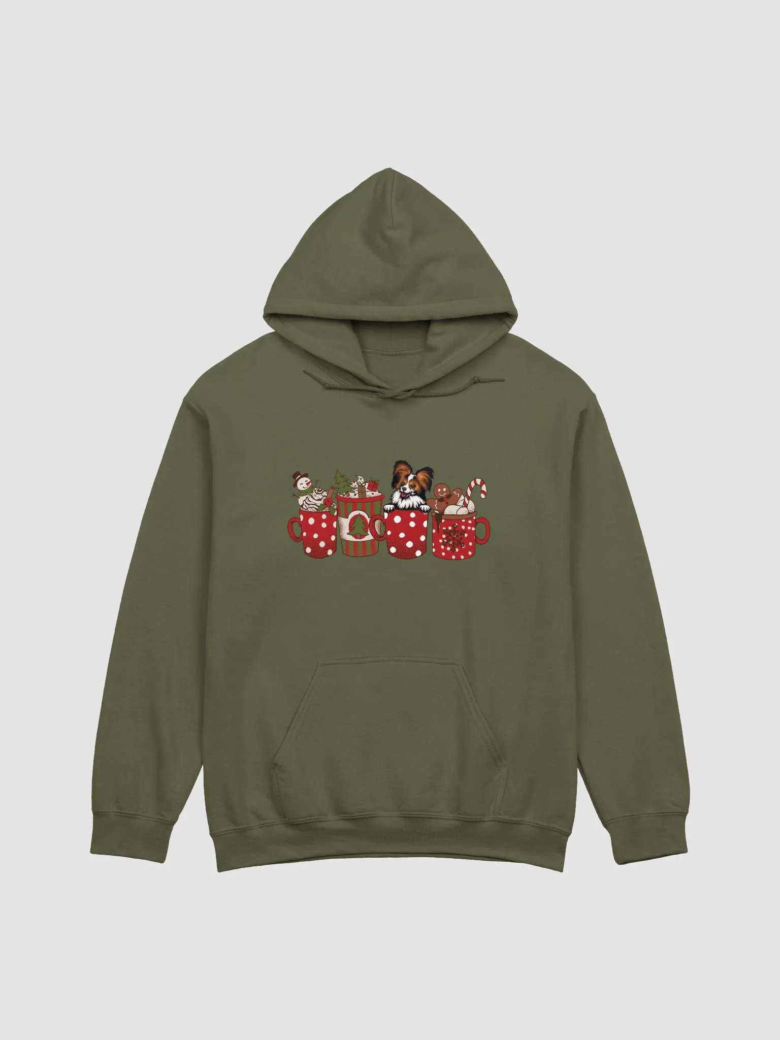 Cute Papillon in a Christmas Cup Hooded Sweatshirt | Funny Christmas Pup in a Cup product image (14)