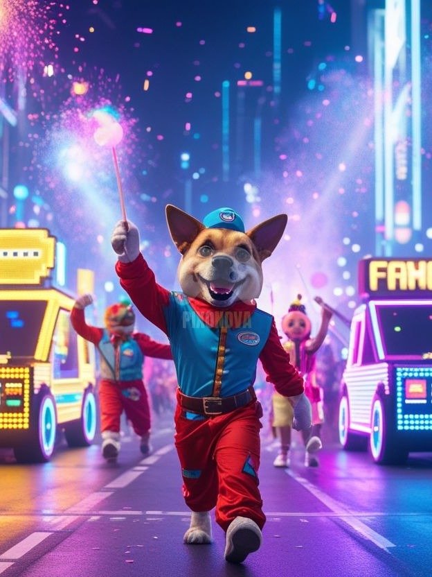 Pixel Party Parade – Track 9: Party Parade Protocol (Dog Mascot Edition) | 1472x832 px | 4 Variations | PNG + PDF product image (2)