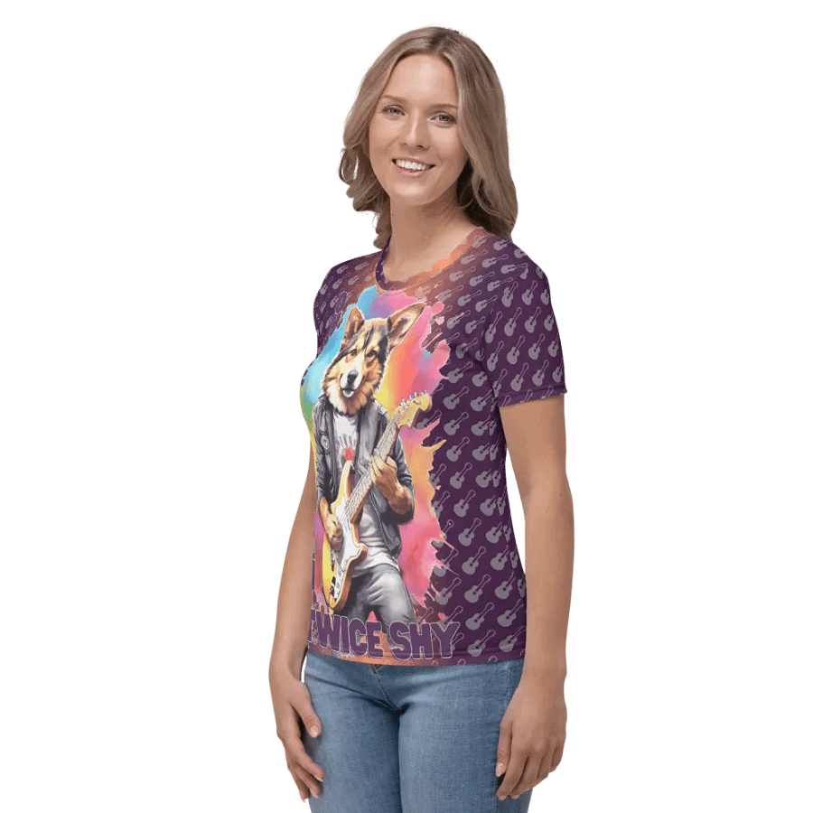 Once Bitten Twice Shy Dog Play Guitar All Over Print T-shirt product image (5)