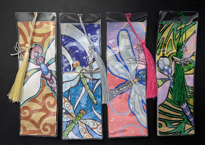 Watercolor Bookmark: Dragonfly Reflections Set 1 product image (1)