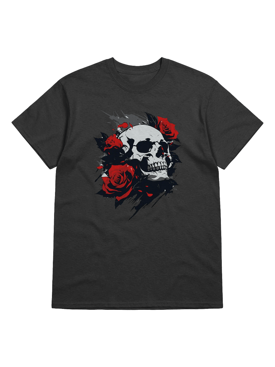 Rose-Adorned Skull Heavyweight Printed T-Shirt product image (1)
