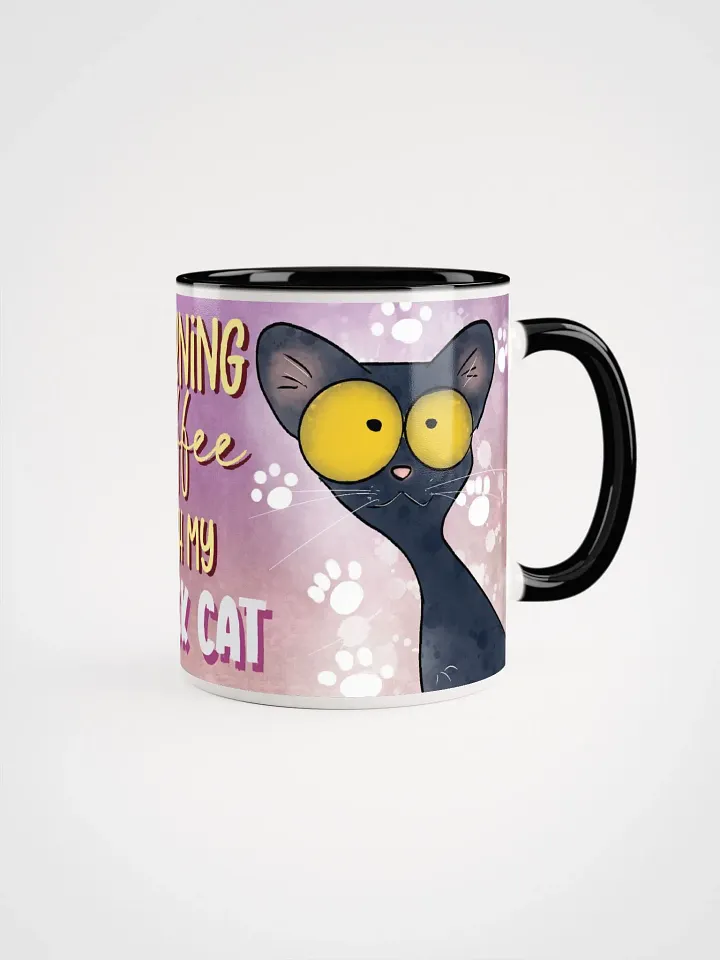 Morning Coffee With My Black Cat Accent Mug product image (1)