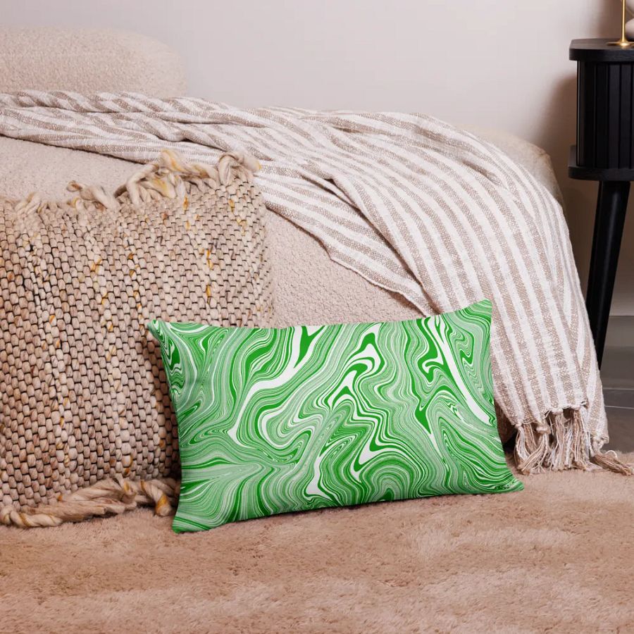 Premium Pillow Case - Green and White Liquid Swirls product image (4)