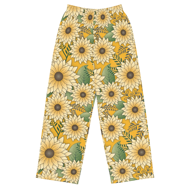 Bold Sunny Sunflower Floral Prints Wide-Leg Pants product image (1)