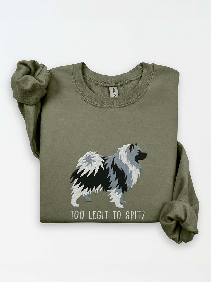 Too Legit to Spitz Sweatshirt (Embroidered) of a Keeshond(Black & White) product image (1)