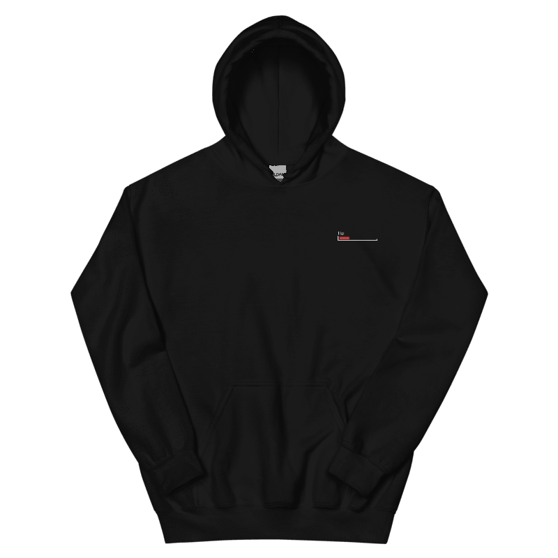 White Healthbar Embroidered on Black Classic Hoodie product image (4)