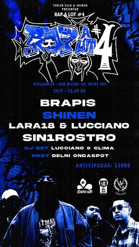 Are you ready ? 🥷

Que onda familia!
El 29/9 a las 23:59 hs les traemos el
RAP A LOT Vol. 4 !! 💪💯🔥

Acompañados en la organiz...