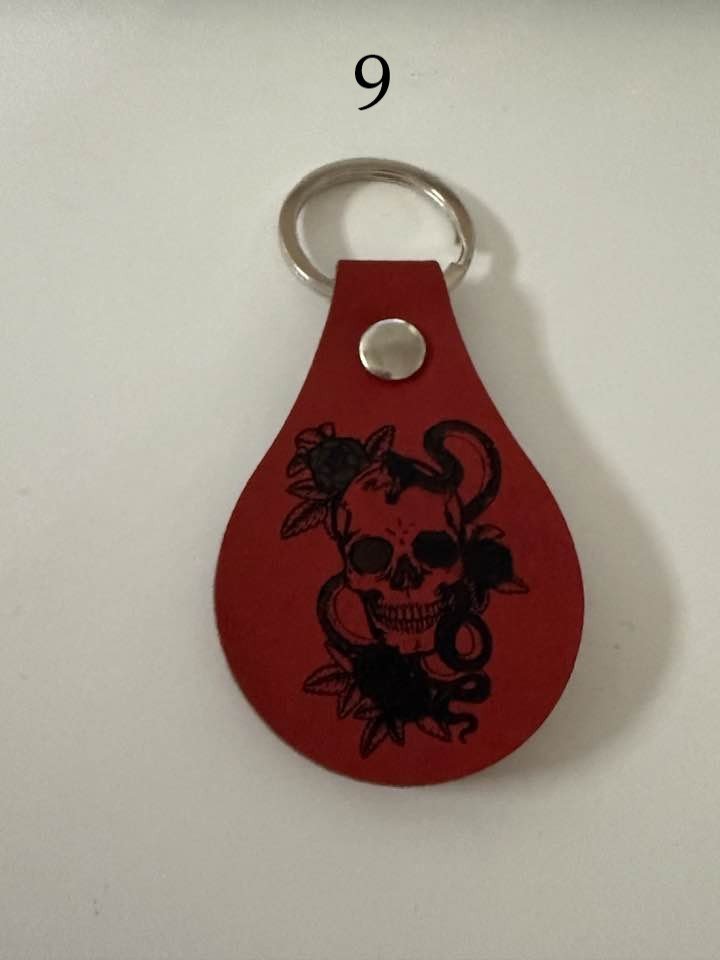 Leather Engraved Keychains – Animals, Sayings & Skull with Snake | Handmade Gift | Choose Design product image (9)